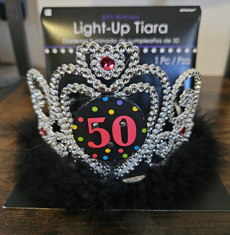Amscan Silver Light-Up Tiara with Pink Accents